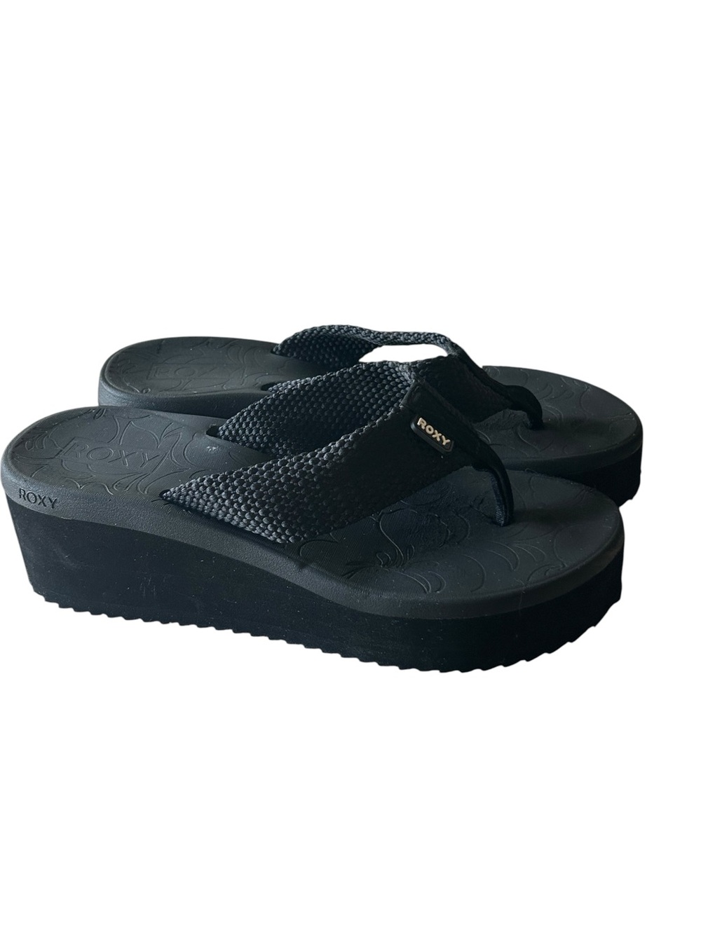 Roxy KALLI II Thick Platform Wedge Sandals Black Slip On Size 11 - Picture 5 of 14
